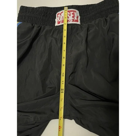 Diesel Boxing/Swim Shorts Men's Size Large Black Striped Rare Mesh‎ Lined